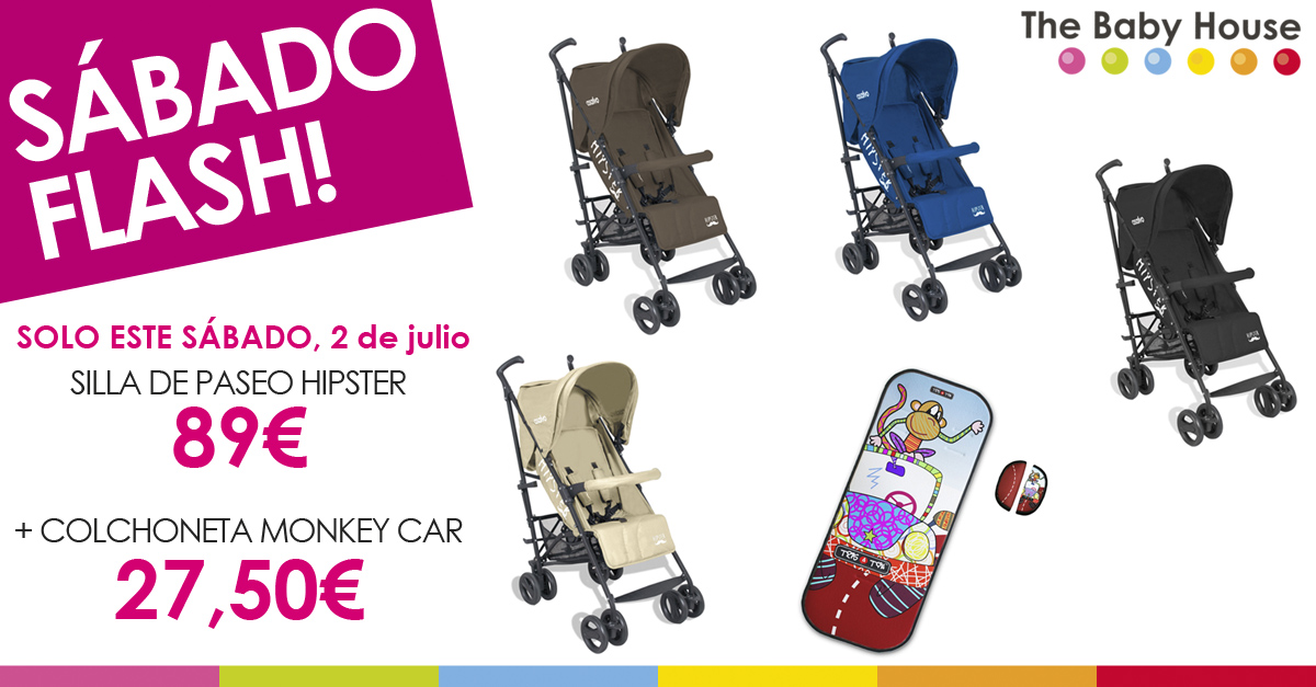 Oferta en productos para tu bebé: silla de paseo Hipster a 89 € + colchoneta Monkey Car a 27,50 €